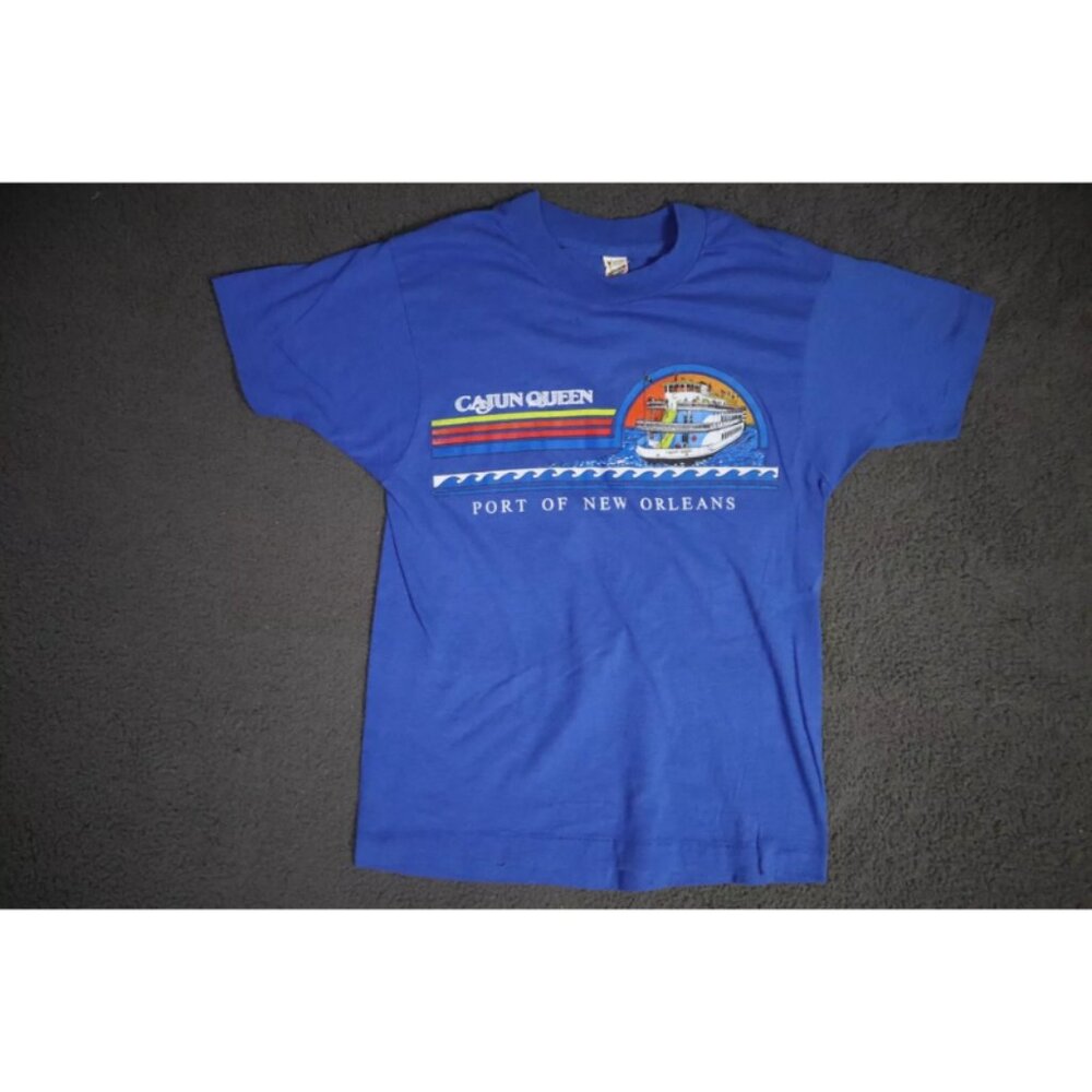 Vintage Screen Star T-Shirt Mens M Blue Cajun Queen Port Of New Orleans Graphic